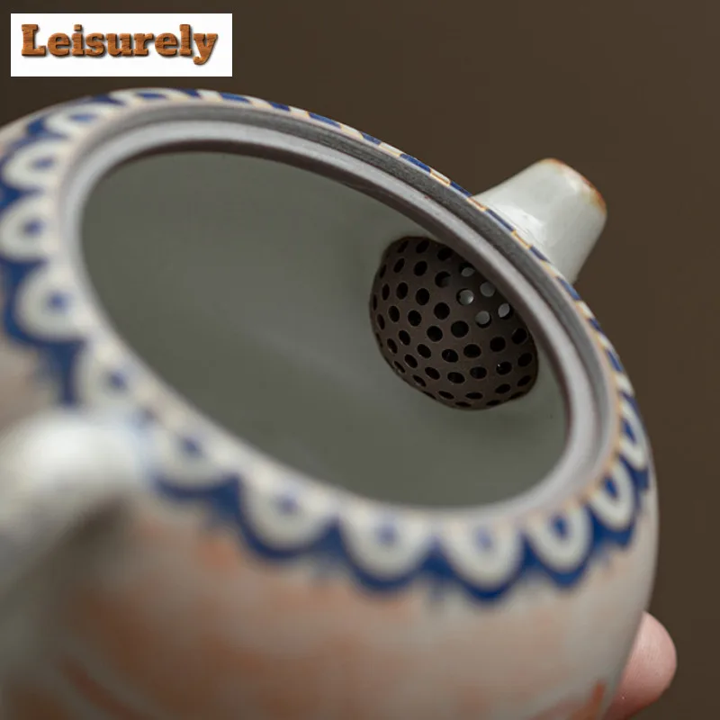 200ml Handmade Imitates Song Ru Kiln Teapot Dunhuang Apsaras Xishi Pot Tea Maker Kettle With Filter Tea Services Collection