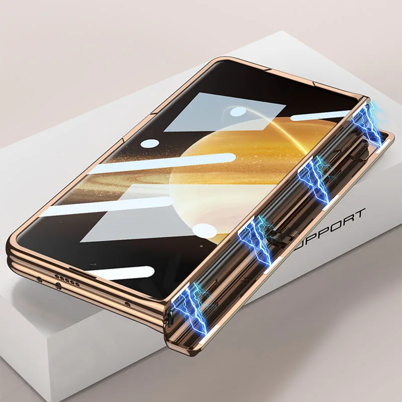 Magnetic Hinge Stand Plating Clear Case for Honor Magic v3 Outer Screen Glass Pr