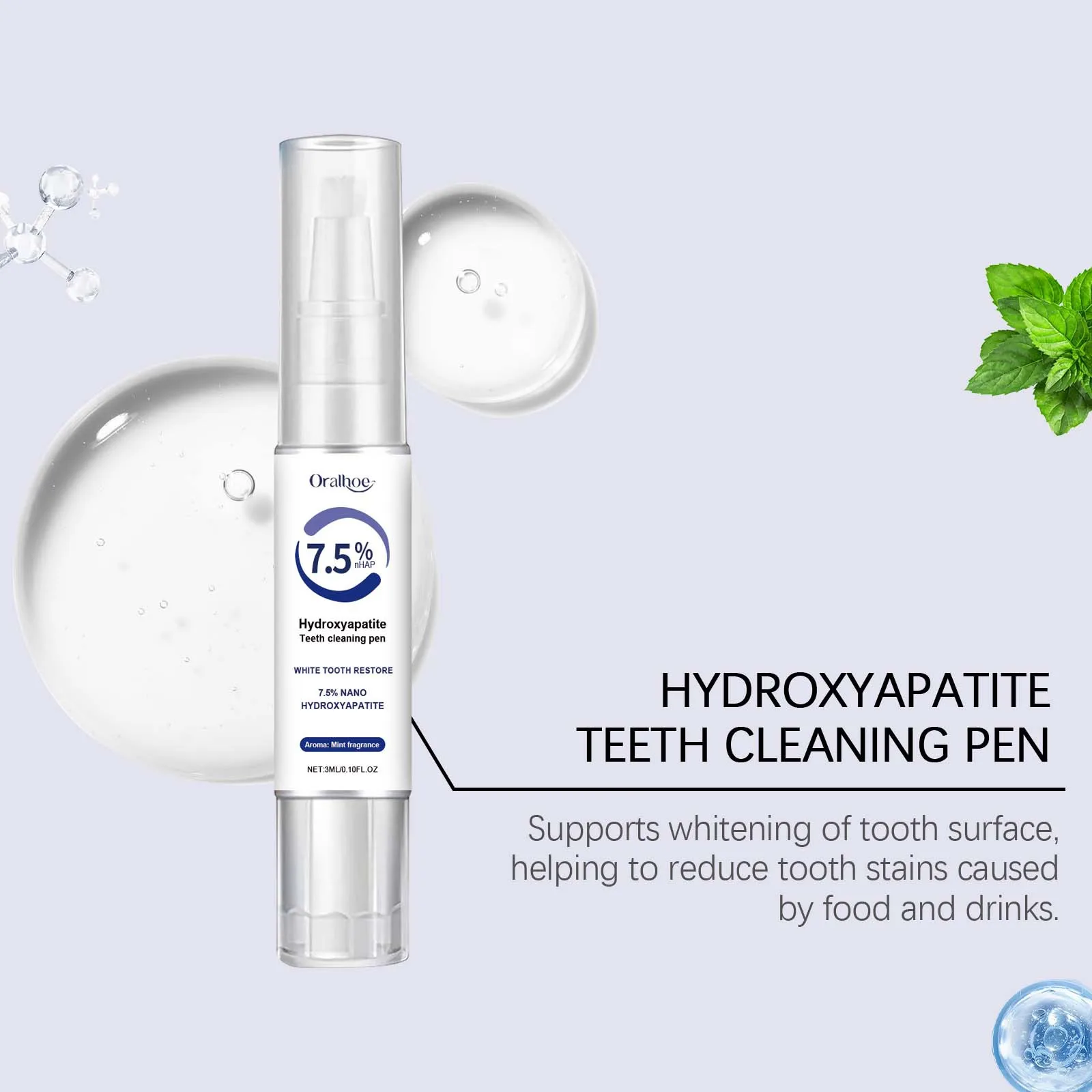 Hydroxyapatite Toothpaste Plaque Stain Removal Breath Refreshing Whitening Tooth Cleaning Brightening Dental Oral Hygiene Care