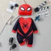 2Pcs Baby boys All Seasons long Sleeve Newborn Infant Rompers Onesie Cartoon spider Casual Daily Jumpsuit+Hat 1