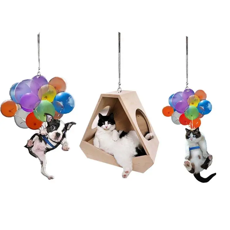 

Acrylic Car Ornaments Cute Cat Color Balloon Pendant Auto Rearview Mirror Hanging Pendant Decoration Interior Accessories