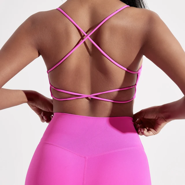 Solid Color Gym Yoga Underwear Women Cross Back Straps Fitness Bra High Strength Tight Sport Top Comprehensive With Chest Pad