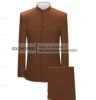 Stand Collar  2 Pieces Men's Suits Slim Fit Single Breasted  Covered Button Groomsmen Wedding Suits  Customized(Blazer+Pants) 3