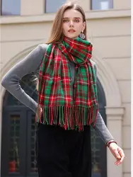 2023 Scarf Women's Winter Contrast Check Bib Couple Plaid Shawl Versatile Temperament Warm Ladies Scarf Bufandas Invierno Mujer