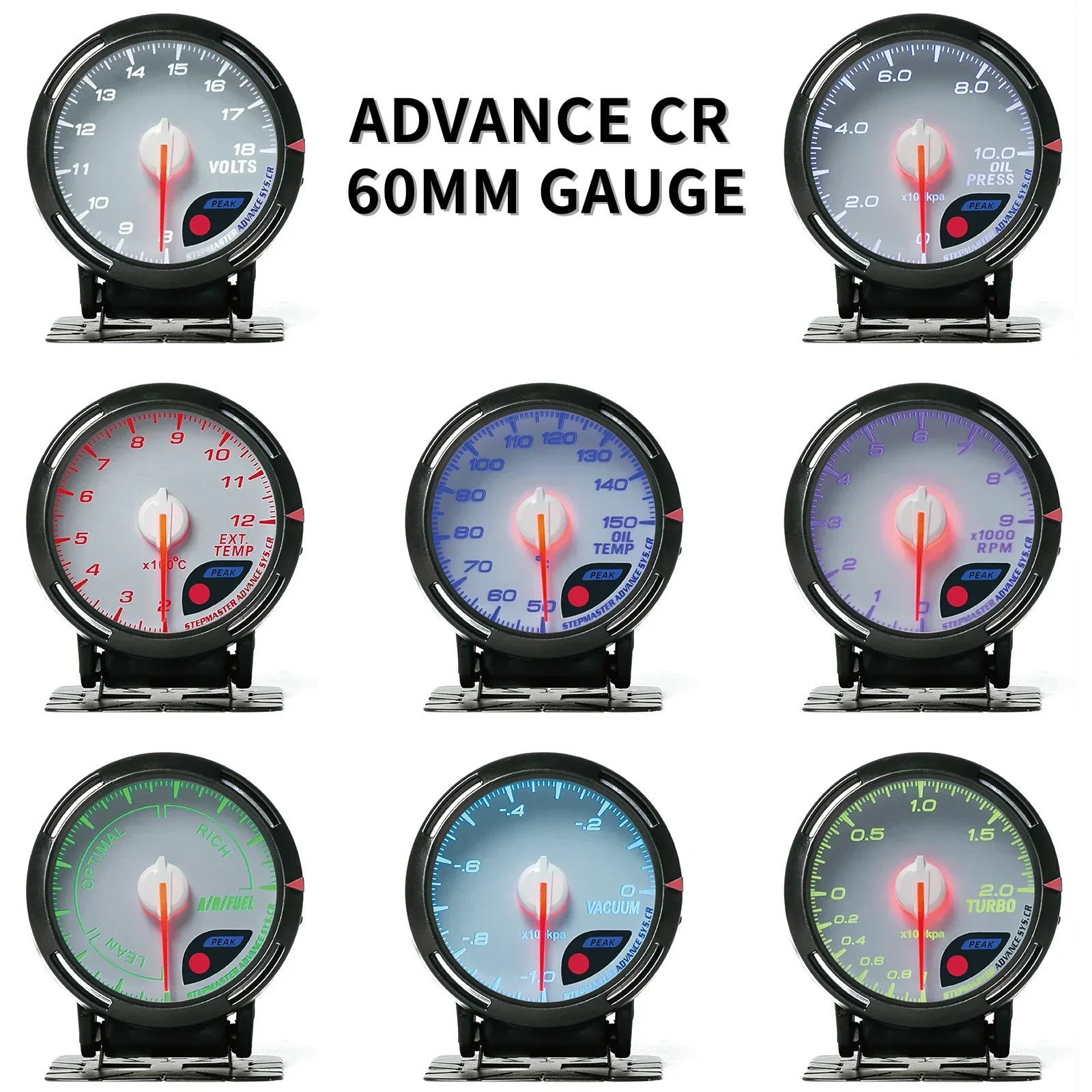 Automobile Gauge Def* Advance CR White Dial 60mm Gauge Digital Auto Turbo Boost Gauge Voltimeter