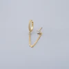 Boucles d'oreilles tendance en acier inoxydable pour femmes, 1 pièce, chaîne à Double perçage, fleur coréenne, Zircon, clous de perçage, bijoux à la mode