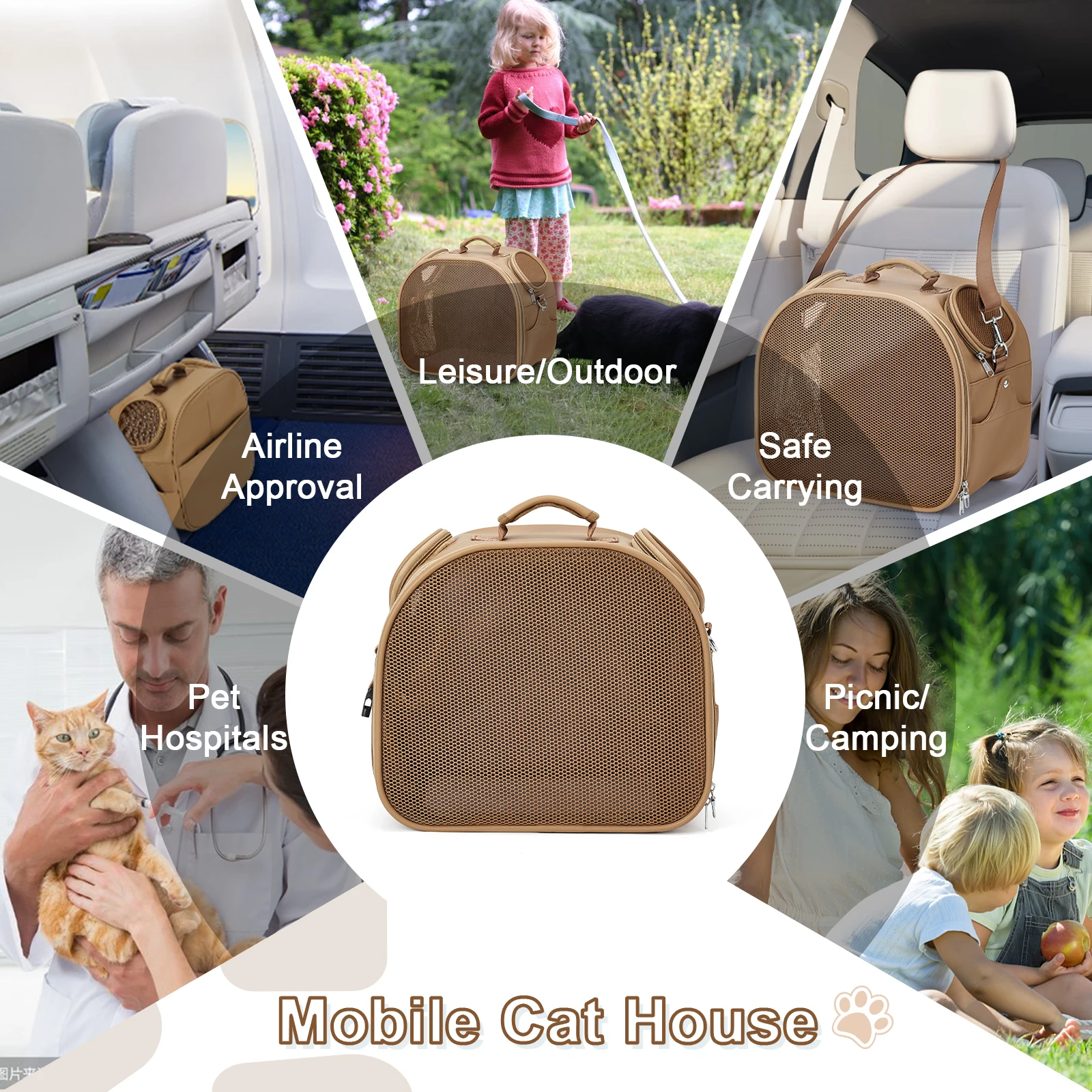 Carry on Pet Carrier Airline Approved Portable Cat Backpack Carrier - Breathable Mesh Design Lightweight for Small to Medium