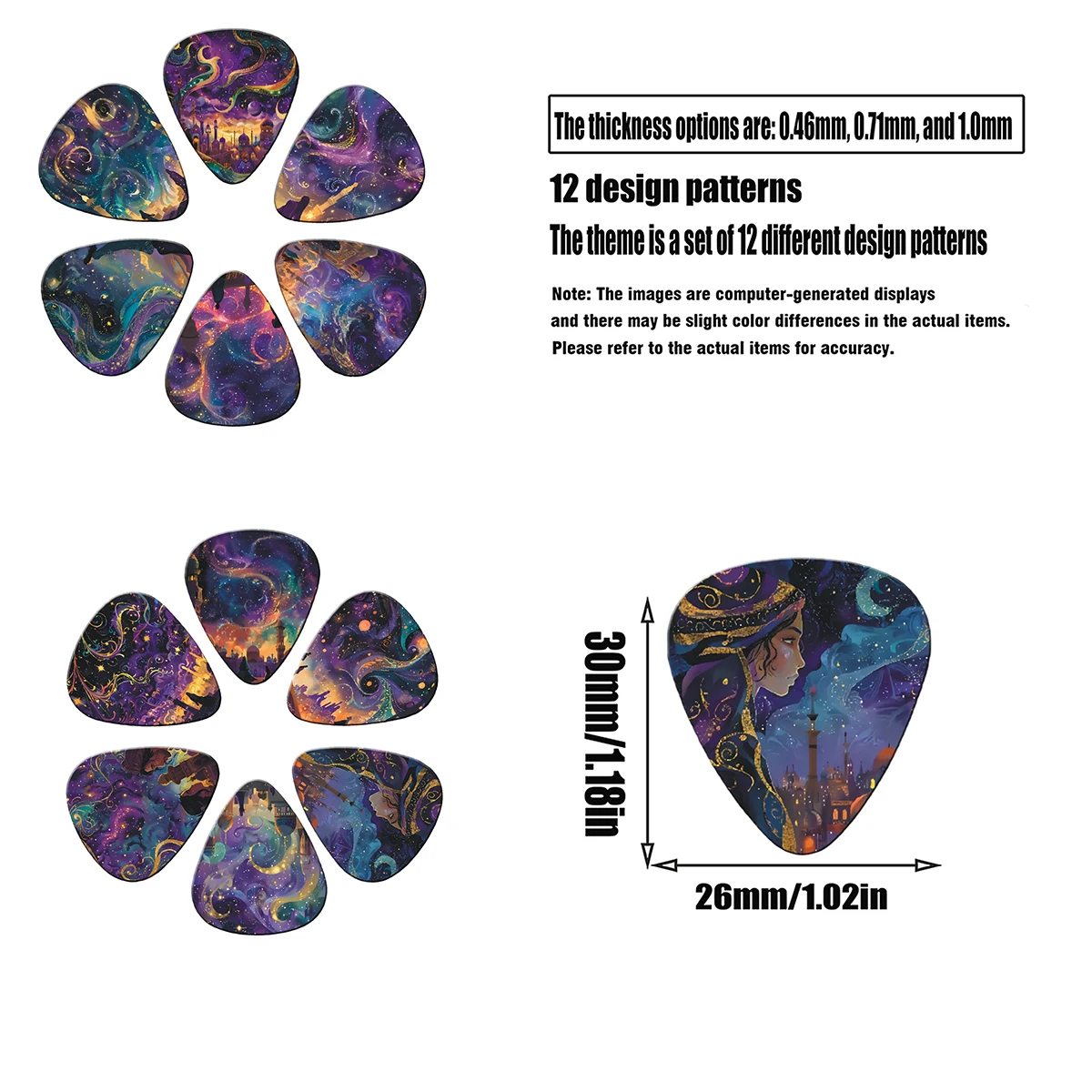 12pcs/set Guitar Paddles Cartoon Couples Acoustic Guitar Picks Musical Instrument Accessories Pick 0.46/0.71/1.0Mm Guitar Picks