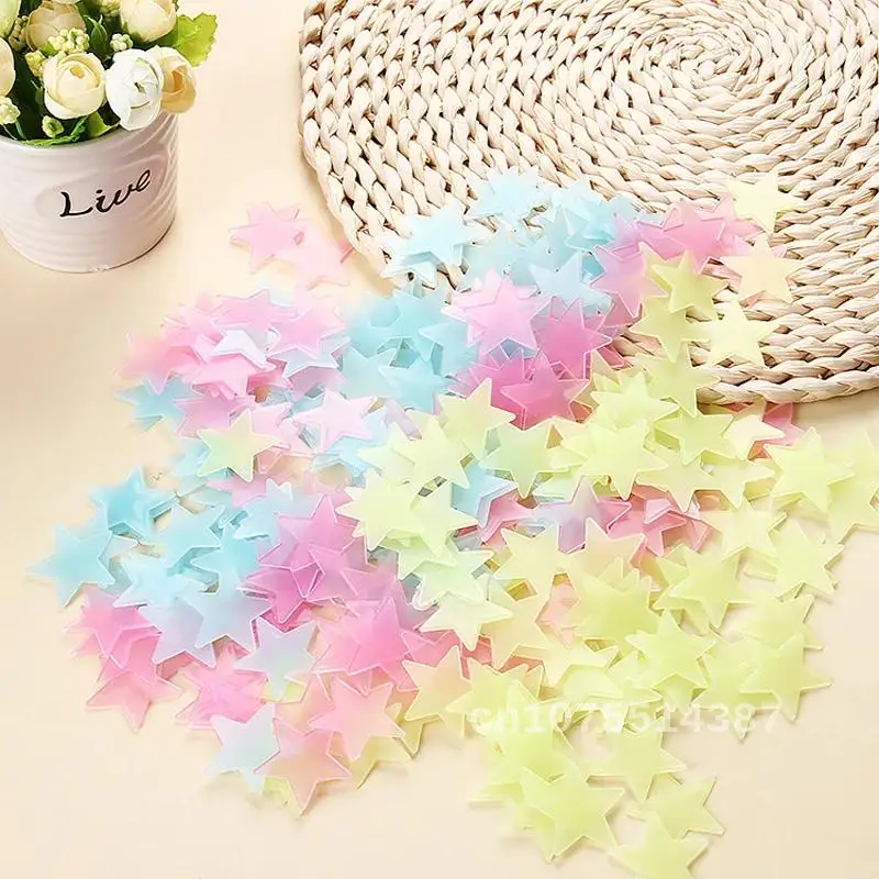 

100pcs Glow In The Dark Stars Luminous Wall Stickers Sticker Decals for Kids Baby rooms Colorful Fluorescent Stickers Home decor