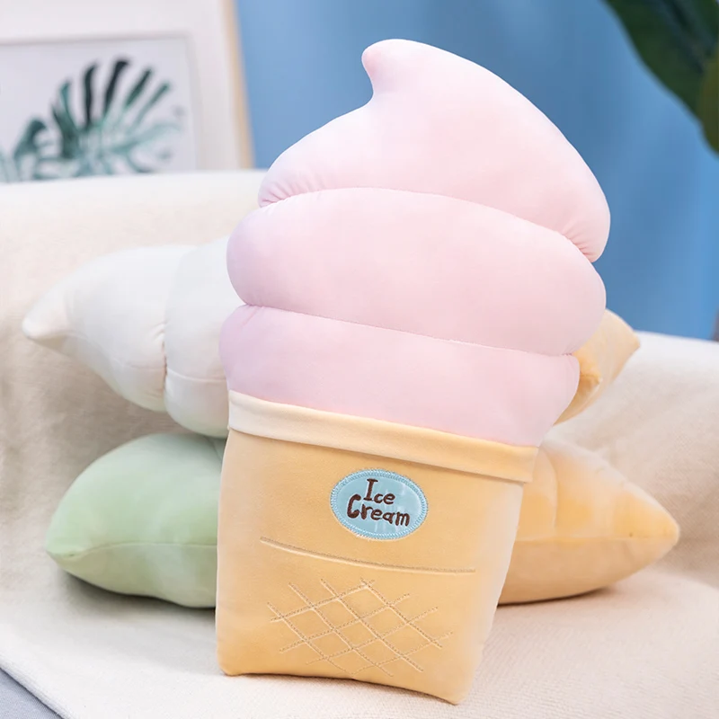 

1pc 50cm Simulation Cute Ice Cream Plush Toy Kawaii Plush Dessert Food Stuffed Soft Kids Doll Chair Cushion Room Decor Nice Gift