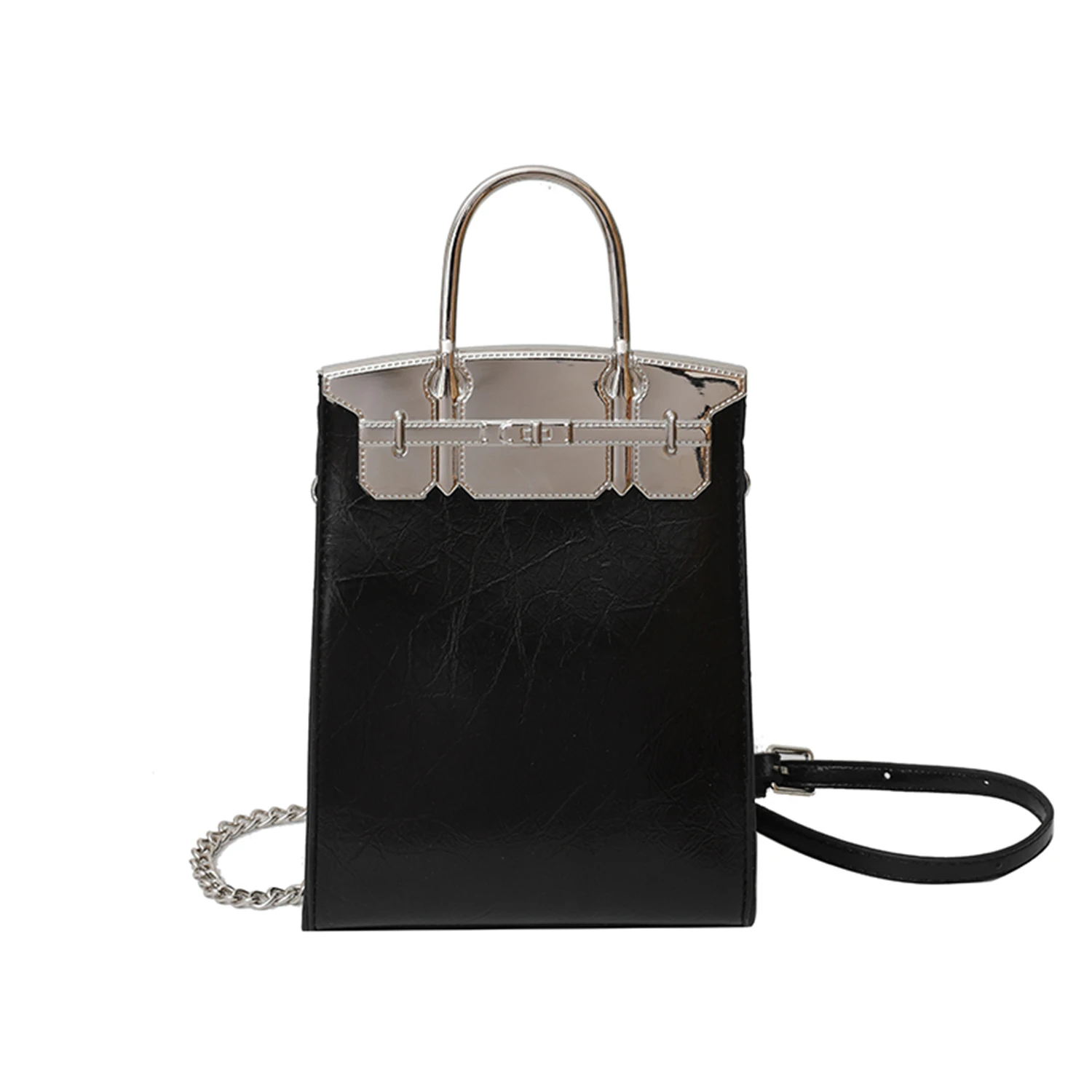 Women's Lychee Patterned Iron Buckle Mobile Phone Bag High-end And Fashionable Handbag Single Shoulder Crossbody Bag