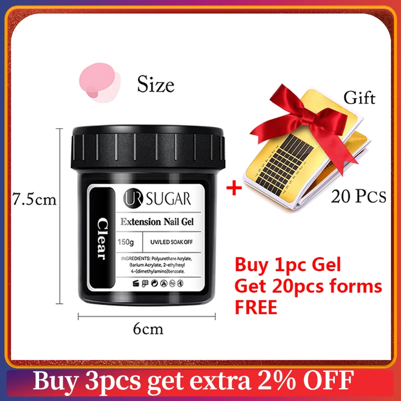 UR SUGAR 150g Extension French Acrylic Gel Soak Off UV LED Camouflage Color Hard Gel Jelly Fast Dry Nail Building Extend Gum Gel 6