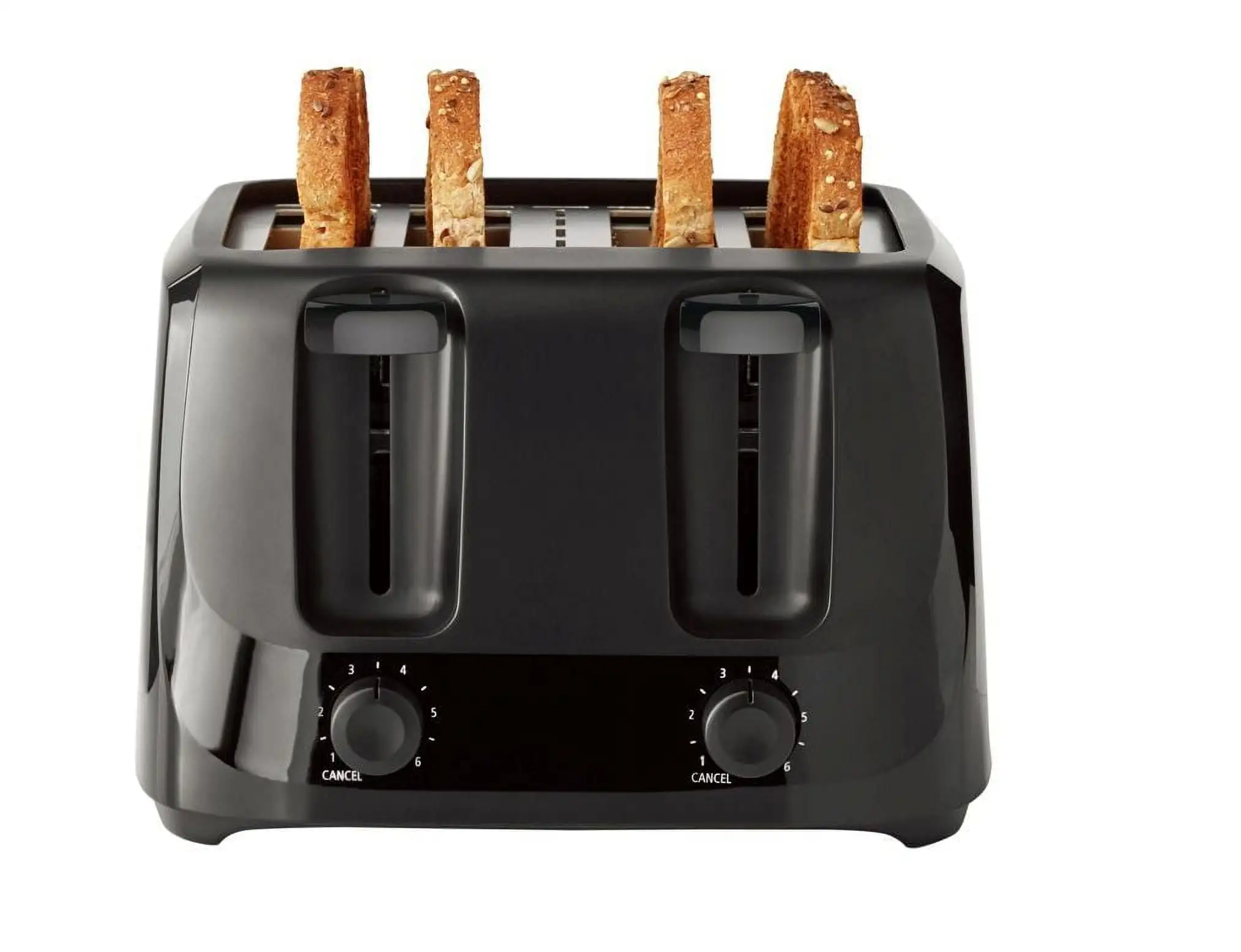 4-Slice Toaster Black with Removable Crumb Tray for Easy