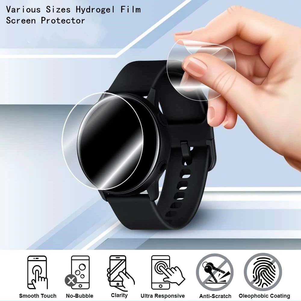 Versatile Hydrogel Film Screen Protector Set for Round Watches (5 Pieces)
