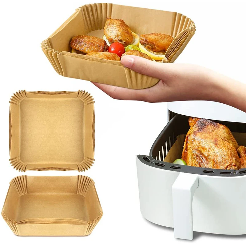 Airfryer Baking Paper Parchment Square Round Air Fryer Baking Disposable Paper Liner Non-Stick Food Grade Kitchen Accessories