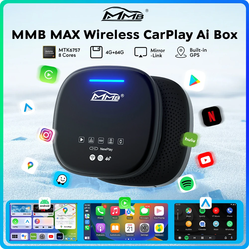 Android11 MMB Plus Ai Box For Carplay TV Streaming Netflix Car Player 4 32G | UK