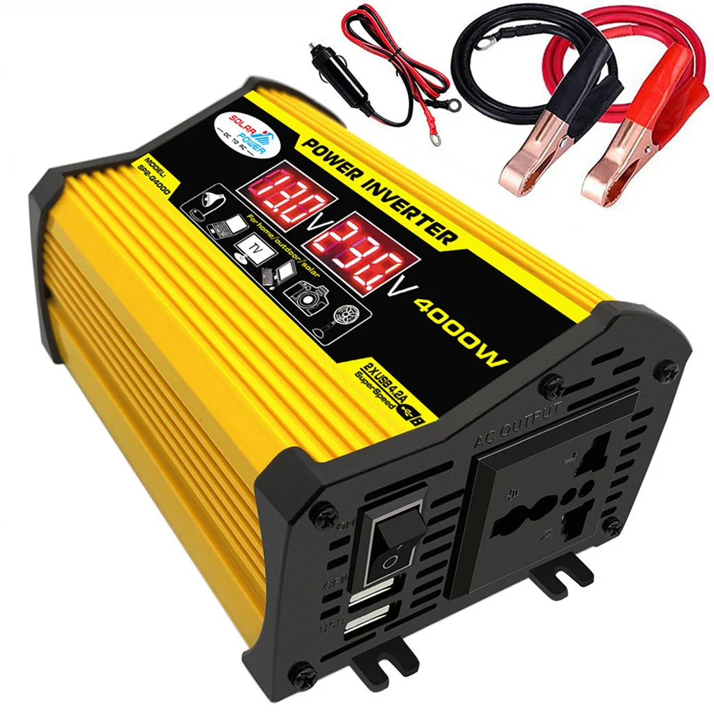 자동차 인버터 태양열 홈 컨버터 12V220V/110V4000W 듀얼 USB 전압 디스플레이