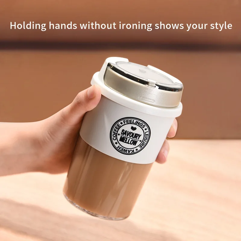 Coffee Cup Milk Tea Simple Carry-on Cup Outdoor Leisure Sealed Leak-Proof Portable Vacuum Cup with Cover For Gifts