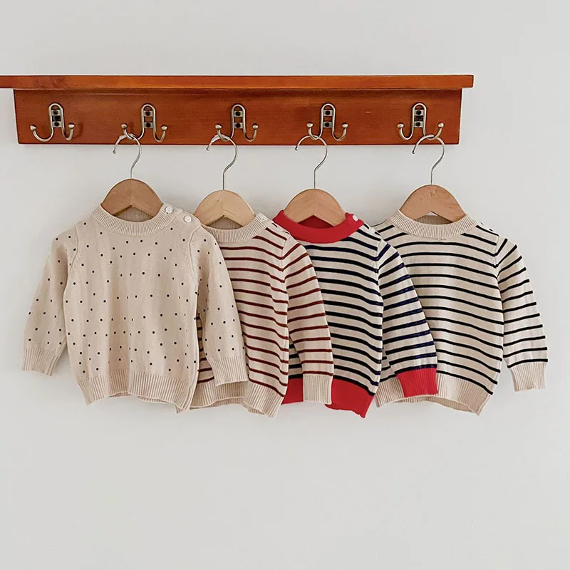 Autumn Winter Kids Sweater Toddler Baby Girl Boys Knitting Pullover Tops Long Sleeved Stripes Newborn Baby Boys Girls Sweater