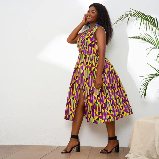 Tega Sleeveless Gathered Kente Dress - Image 4
