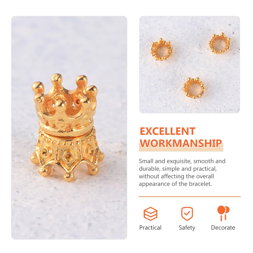 AUGYUESS 16 Perline A Forma Di Corona Con Zirconi, Distanziatori Per Gioielli Fai Da Te, 4 Colori (Argento, Oro, Oro Rosa, Nero)