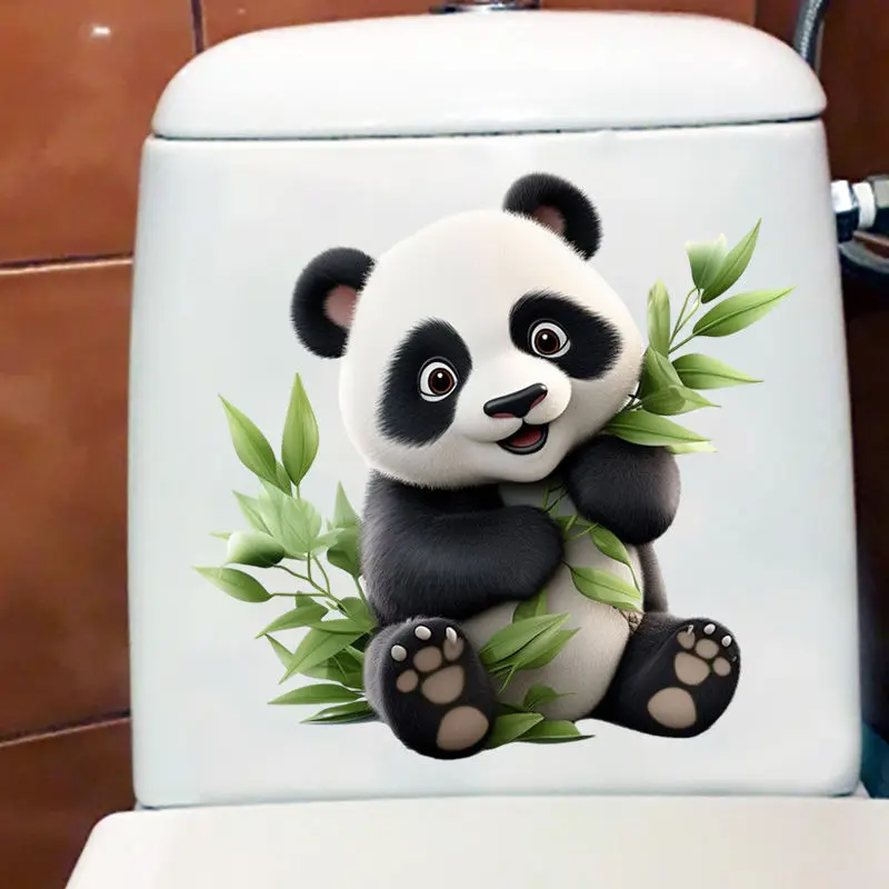 MT09# Cute Panda Toilet Seat Stickers Self-adhesive Animal Stickers Toilet Bathroom Decoration Water-proof Decal, wall stickers,toilet stickers