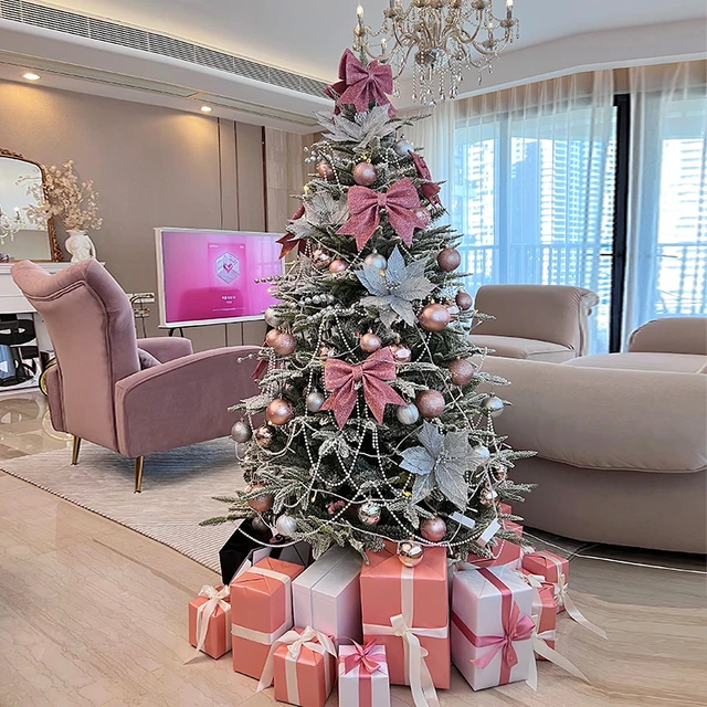 Árvore de Natal rosa artificial do PVC, árvore do Xmas da criptografia com  suporte do metal, decoração do partido, casa e escritório - AliExpress