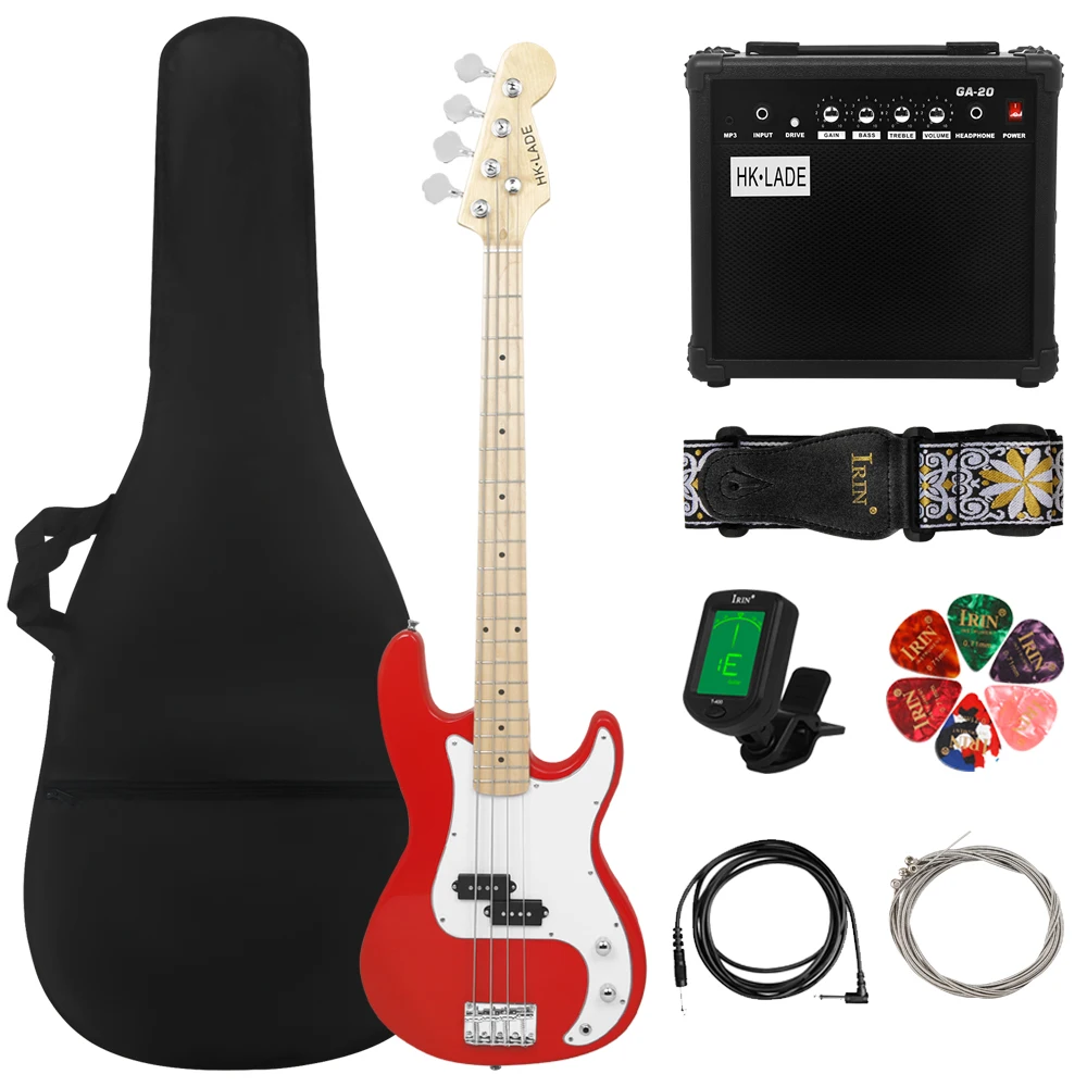 

HK·LADE 20 Frets Bass Guitar 4 Strings Maple Body Neck Electric Bass Guitar Guitarra With Amp Bag Strap Tuner Guitar Accessories