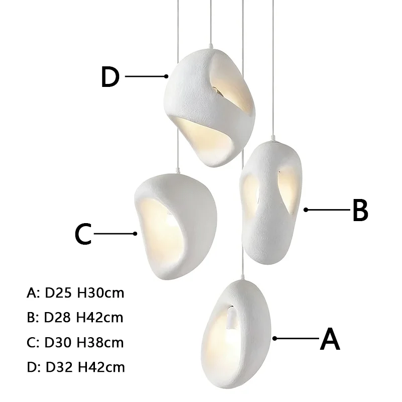 북유럽 빌라 계단 Wabi Sabi E27 Led 펜던트 조명 로프트 바 펜던트 샹들리에 조명 불규칙한 광택 매달려 램프 비품