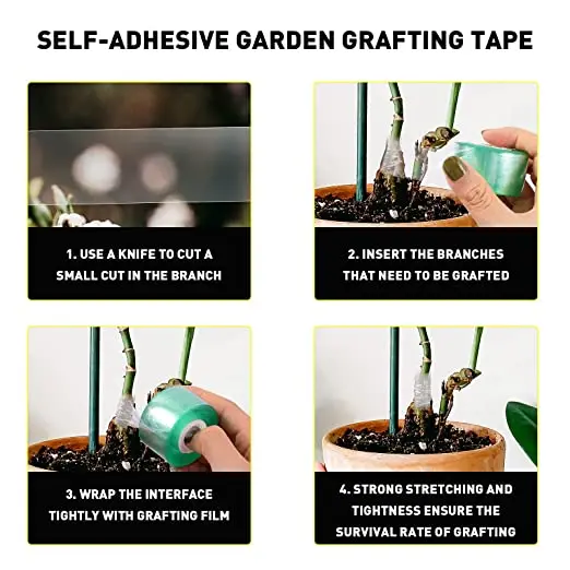 20/30/60/100mm Garden Grafting Tape Plant Repair Tape Grafting Film Plant Parenting Stretchable Transparent Film
