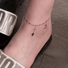 Tobillera de plumas para tobillo, tatuaje Sexy, impermeables de hoja verde, tatuaje de acuarela, arte falso, tatuajes temporales, clavícula y hombro AliExpress y salud