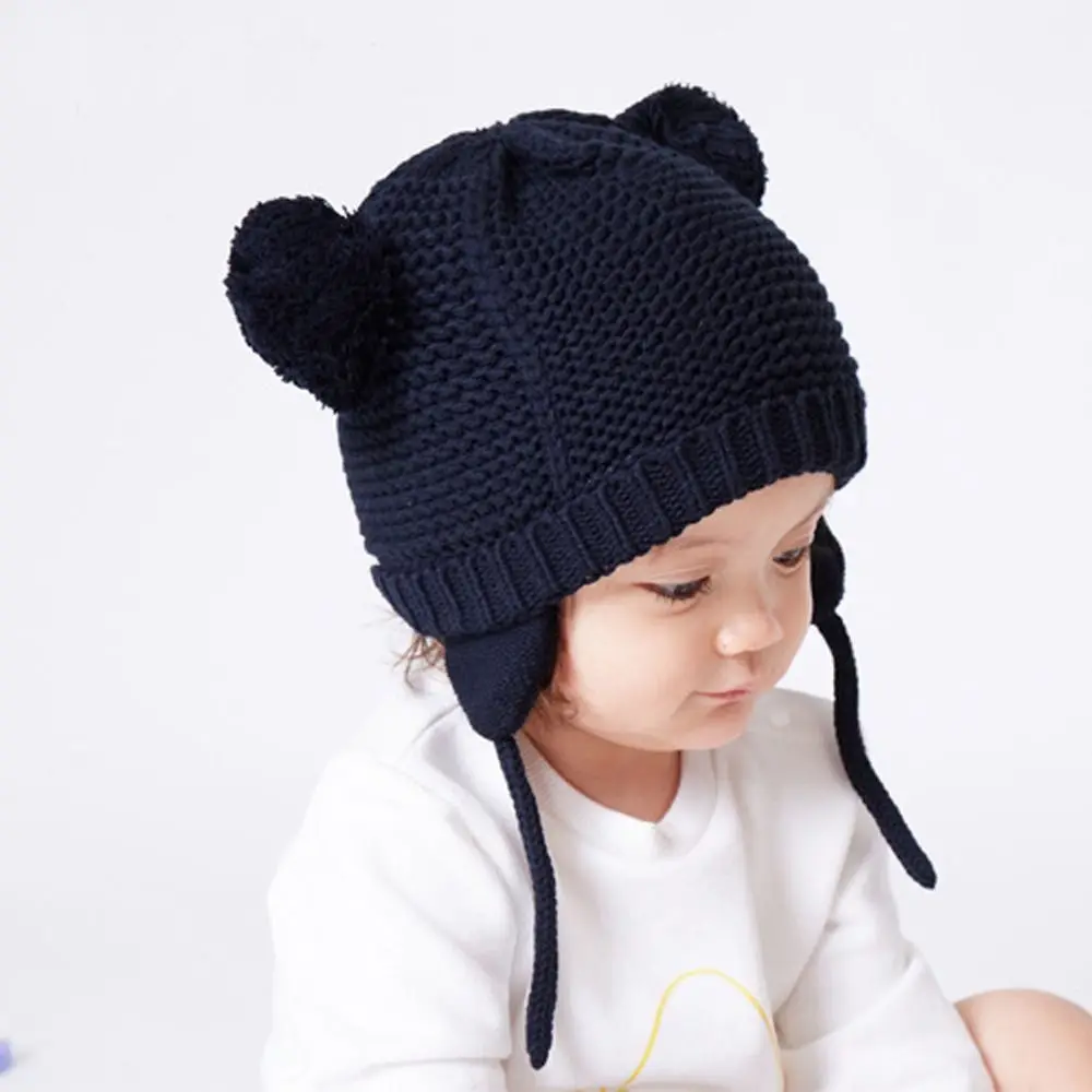 Description Picture 5 of itemThickened Knitted Beanie Hat New Windproof Autumn Winter Ear Protection Cap Cute Warm Hat Children