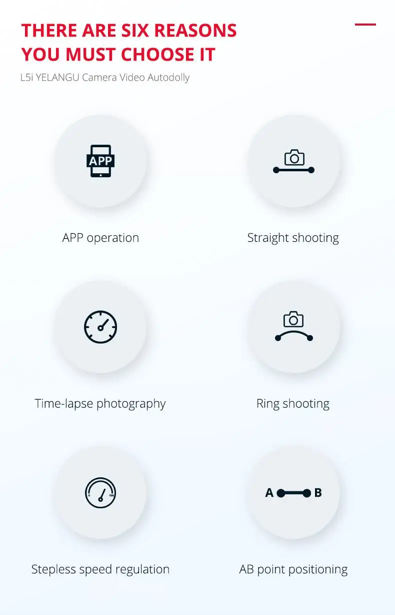Description Picture 5 of itemYELANGU L5i Camera Video AutoDolly Motorized Slider Rail Systems Support Time-lapse Shooting APP Operation for DSLR Camera Phone