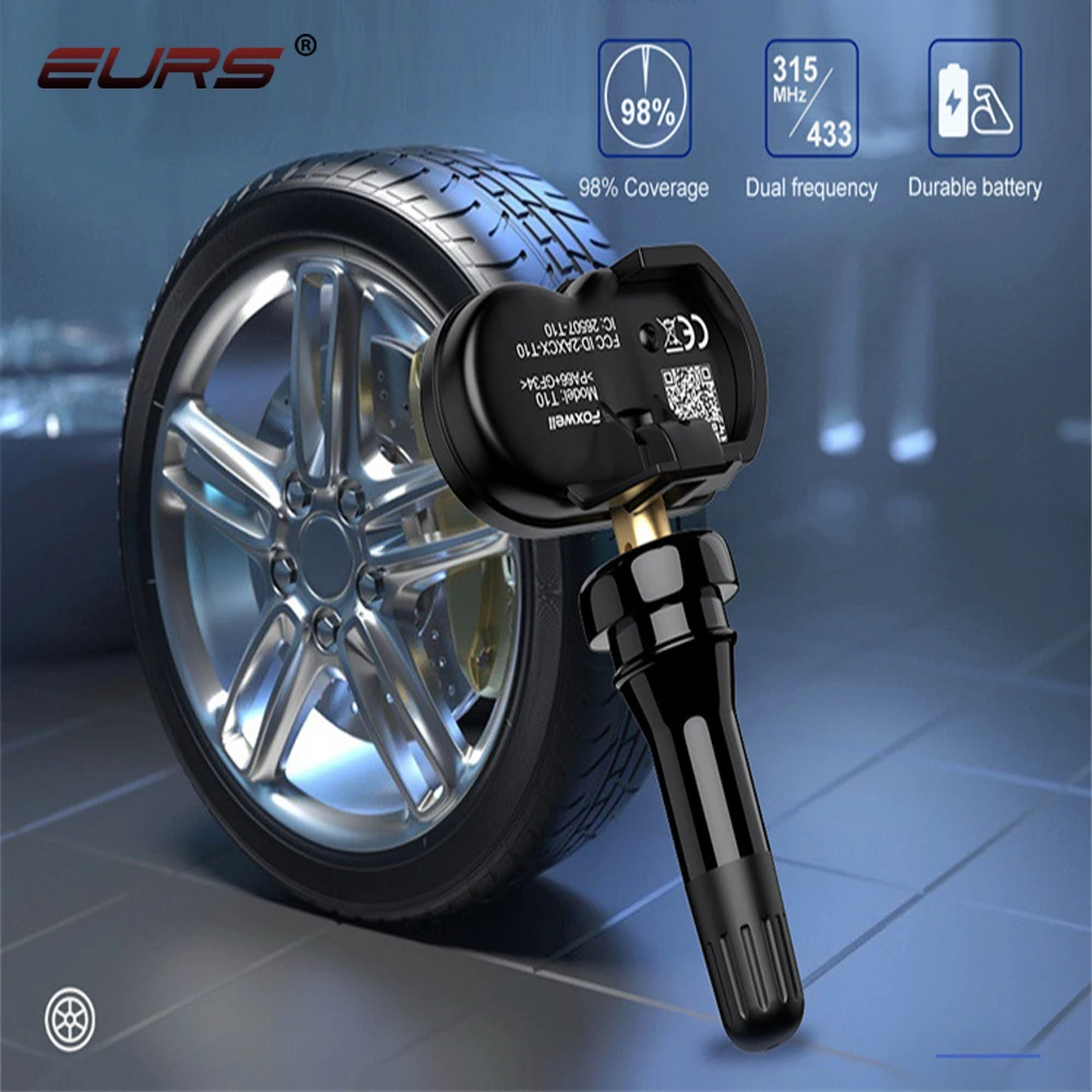 EURS 프로그래머블 센서 315 433MHz TPMS 2In1 타이어 압력 모니터링 시스템 프로그래머 테스터 복제 가능 활성화