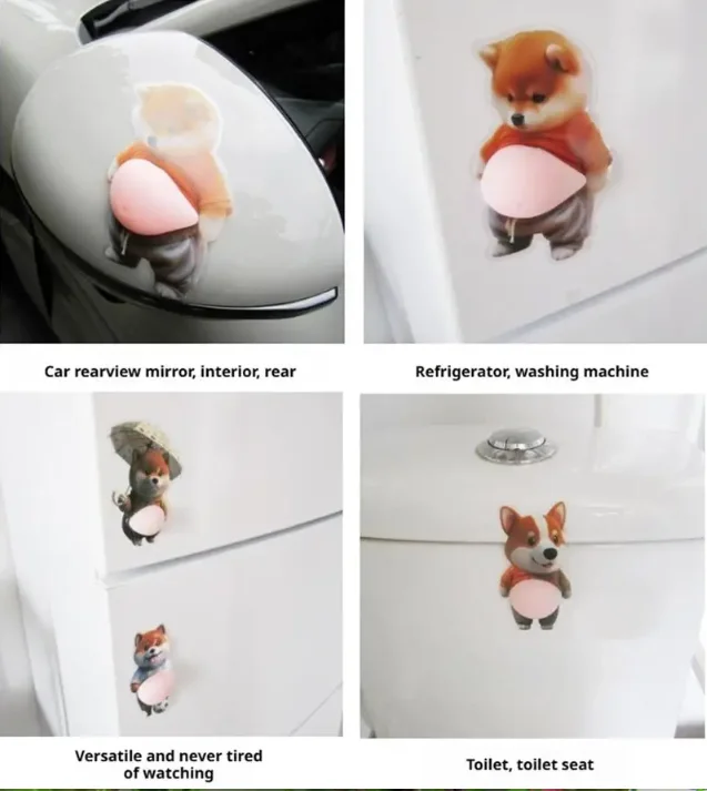 Fat Chai Dog Anti-Kollisions-Aufkleber – Niedliche, bauchige Hunde-Armaturenbrettschutzfolien fürs Auto, grenzüberschreitende Kühlschrankmagnete, Heimdekoration – Detail 12