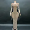 Transparent Long Diamond Dark Brown Party Dress Birthday Luxury Costume Fancy Brilliant Dancer Wedding Dress Impressive Dress 1