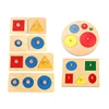 Montessori Sensory Tactile Wood Knob Puzzles Peg Board Geometric Shape Match Color Cognitive Puzzle Board Learning Education Toy 1