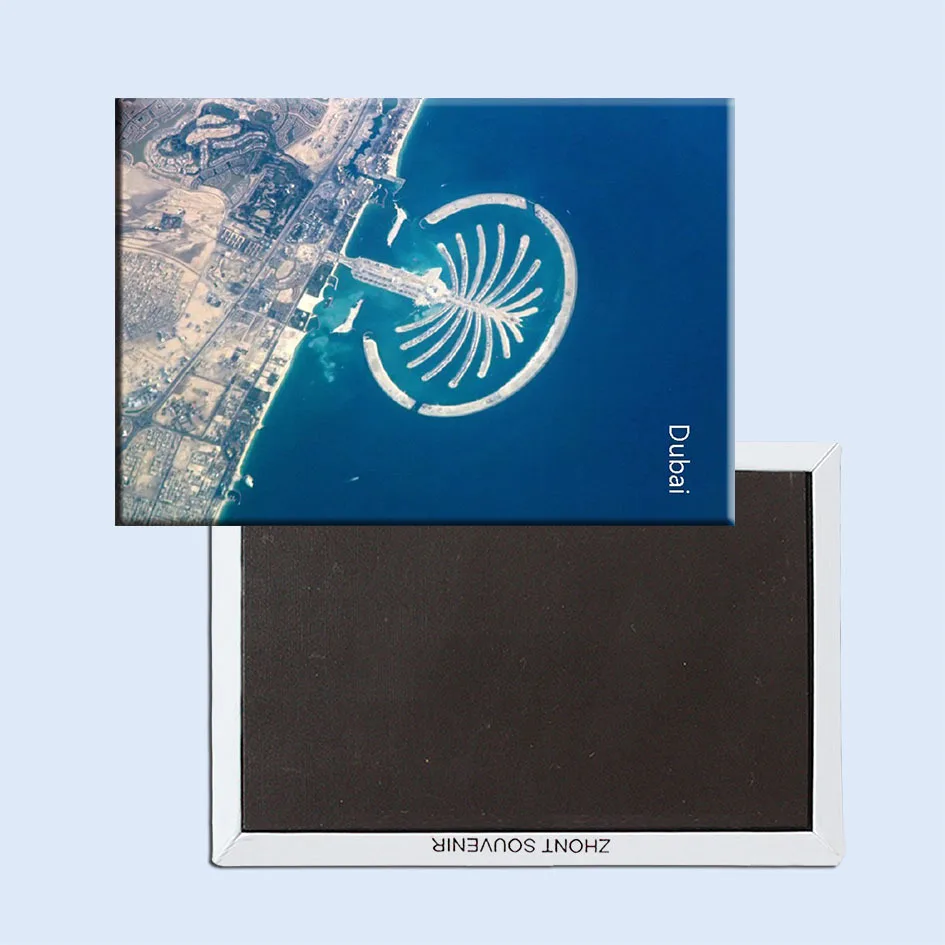 Rectangle Rigid Magnets  , Dubai Palm Island Scenery Tourist Rectangle 3"*2" Metal Fridge Magnet 5380 For Fridge