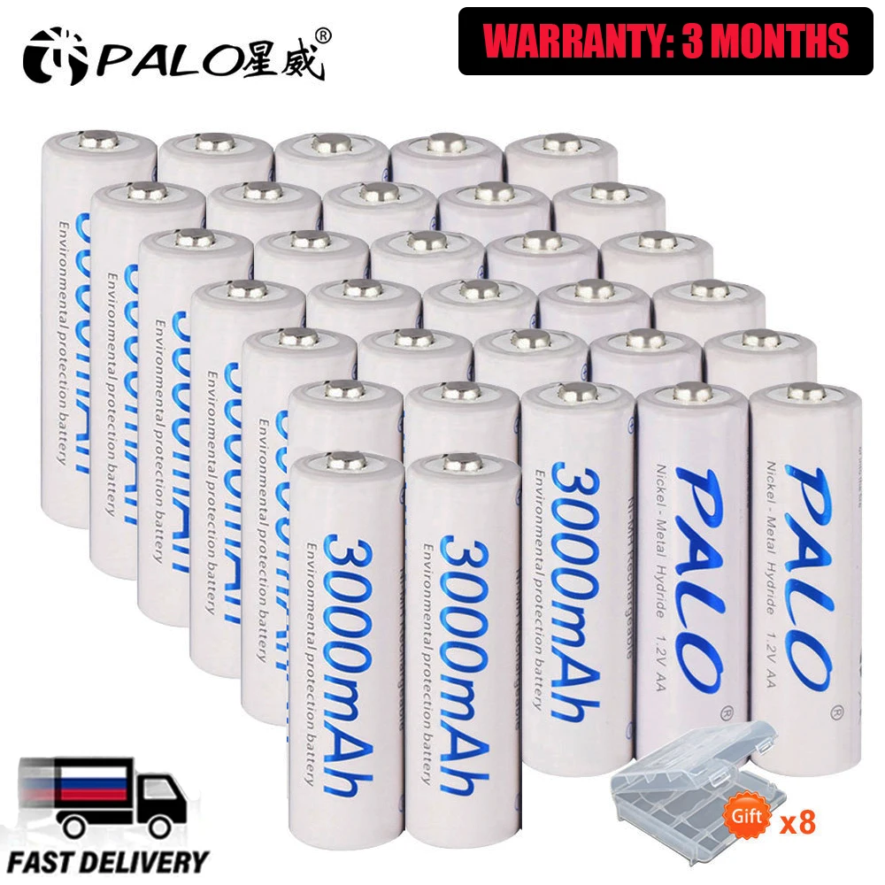 

PALO 1200PCS 3000mAh AA Rechargeable Batteries 1.2V nimh Ni-MH AA Battery high capacity 2A Rechargeable Battery For Camera Toys