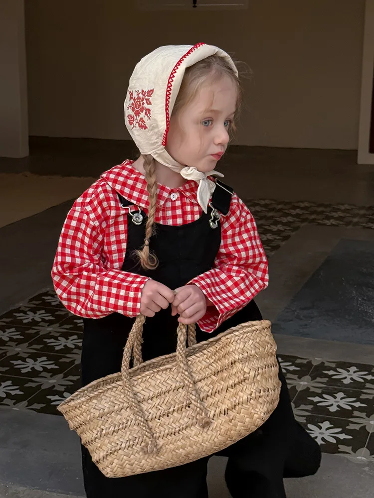 2025 Spring New Children Loose Overalls Cotton Boys Fashion Casual Pants Baby Girls Versatile Strap Trousers Kids Clothes