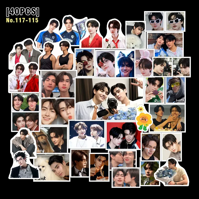 40PCS Thai BL CP JoongDunk GeminiFourth Sticker Pack Waterproof Art Stickers for Suitcase, Computer, Journal, Stationery
