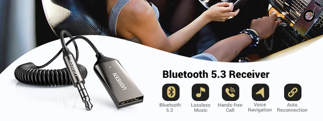 UGREEN-Adaptador de receptor de coche con Bluetooth 3,5, conector auxiliar  de 5,3mm para altavoces de coche, receptor de Audio y música, manos libres  - AliExpress