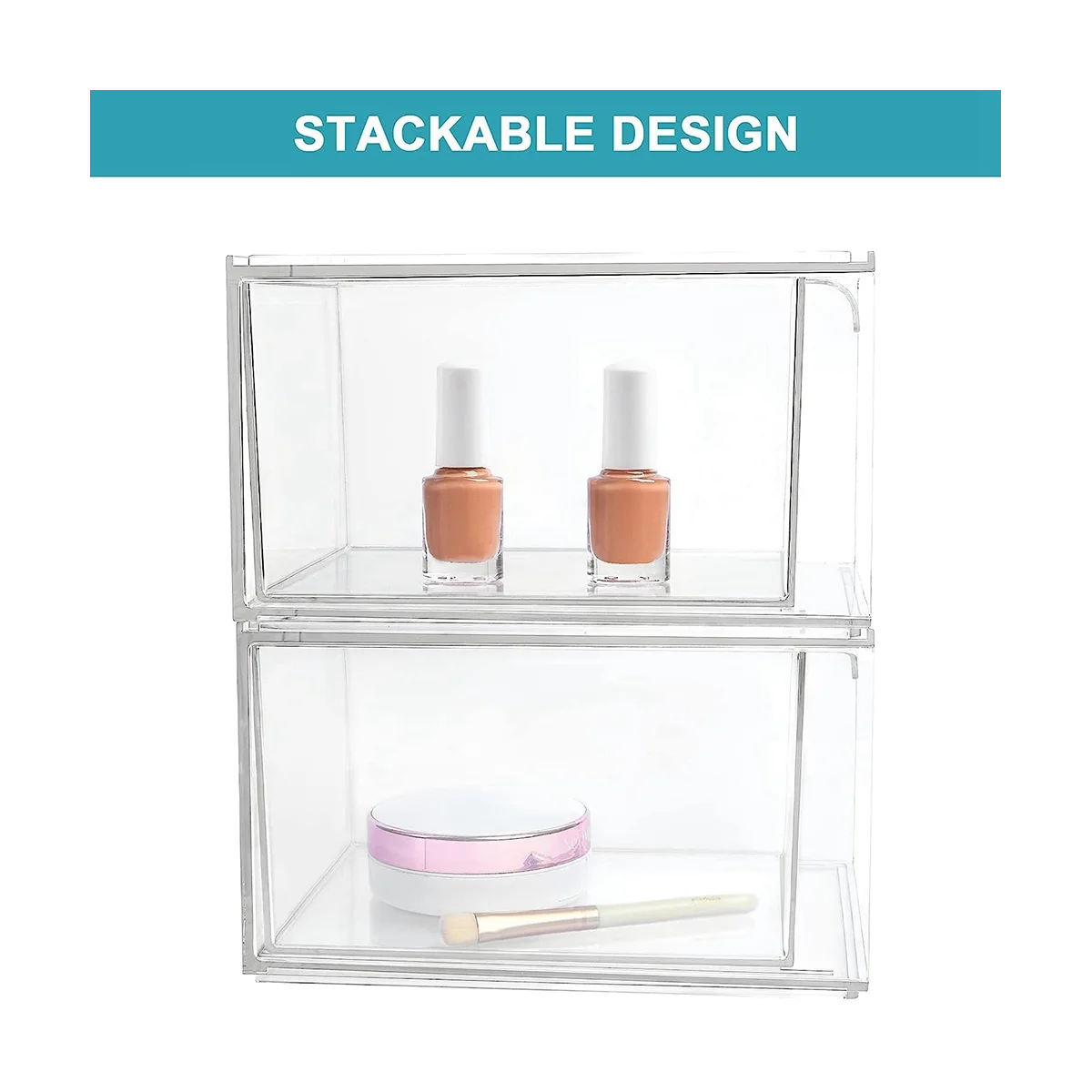 2 Pack Stackable Makeup Organizer Storage Drawers Acrylic Bathroom Organizer  Clear Plastic Storage Home Organization - AliExpress