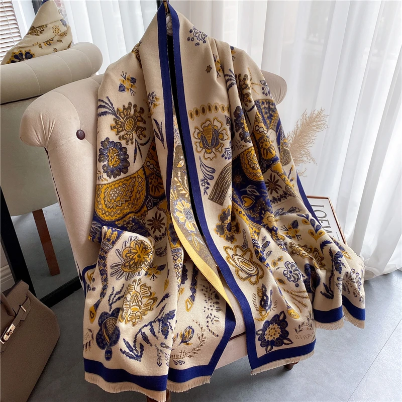 2023 Design Winter Scarf Women Cashmere Pashmina Horse Print Shawls and  Wraps Lady Thick Blanket Bufanda Scarfs - AliExpress