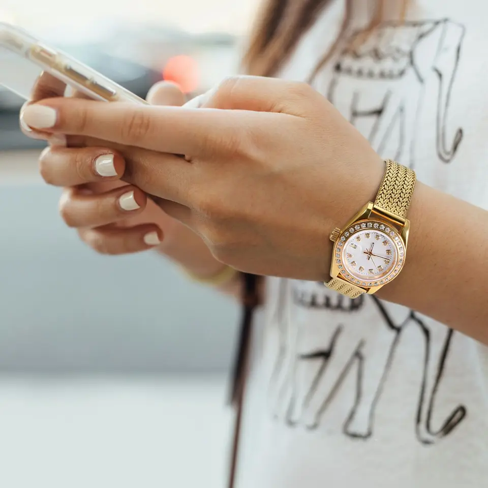 WOCCI 18mm Fleurs Bracelet De Montre Pour Femme, Cuir Véritable, Bande