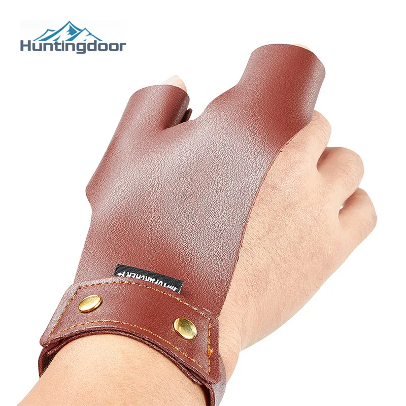 Finger Guard Brown Cowhide Leather Left/Right Hand Thumb Index Fingers For Traditional Bow Arrow Hunting Shooting finger guard