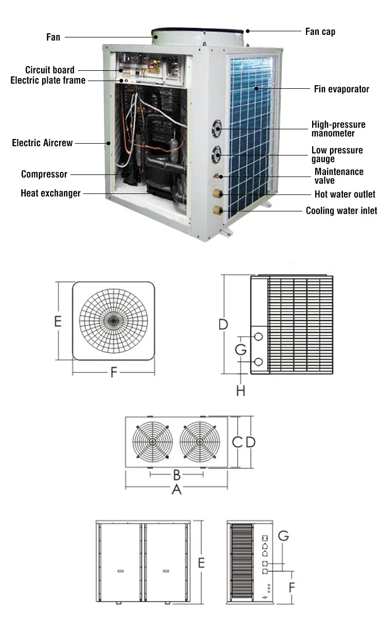 Description Picture 4 of itemPool HeaterCommercial Air Source Swimming Pool Heat Pump Water Heater FOR Hotel, School And Bath Rooms
