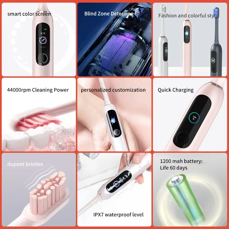 BEHEART W1 Sonic Electric Toothbrushes Touchscreen Whiten Intelligent Toothbrush for Adult Original Brush Tips Replacement Heads