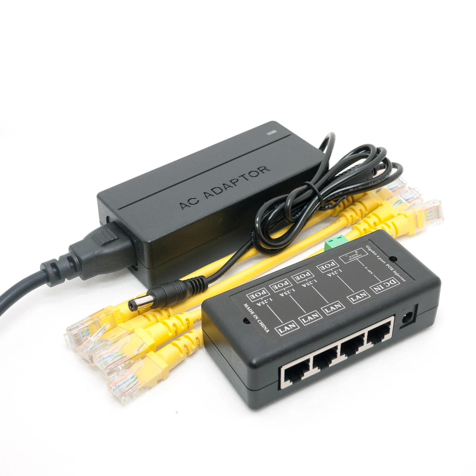 4포트 기가비트 패시브 PoE 인젝터 미드스팬 이더넷 어댑터 48V1A 48와트 PSU