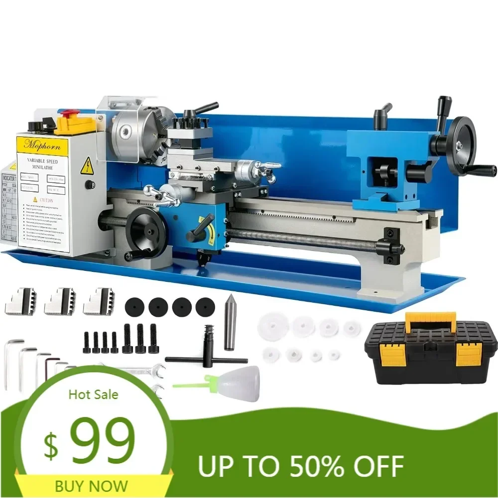 vevor metal lathe 7 x 12 inch, precision mini metal lathe 2250 rpm 550w variable speed, mini lathe precision bench top metal wor
